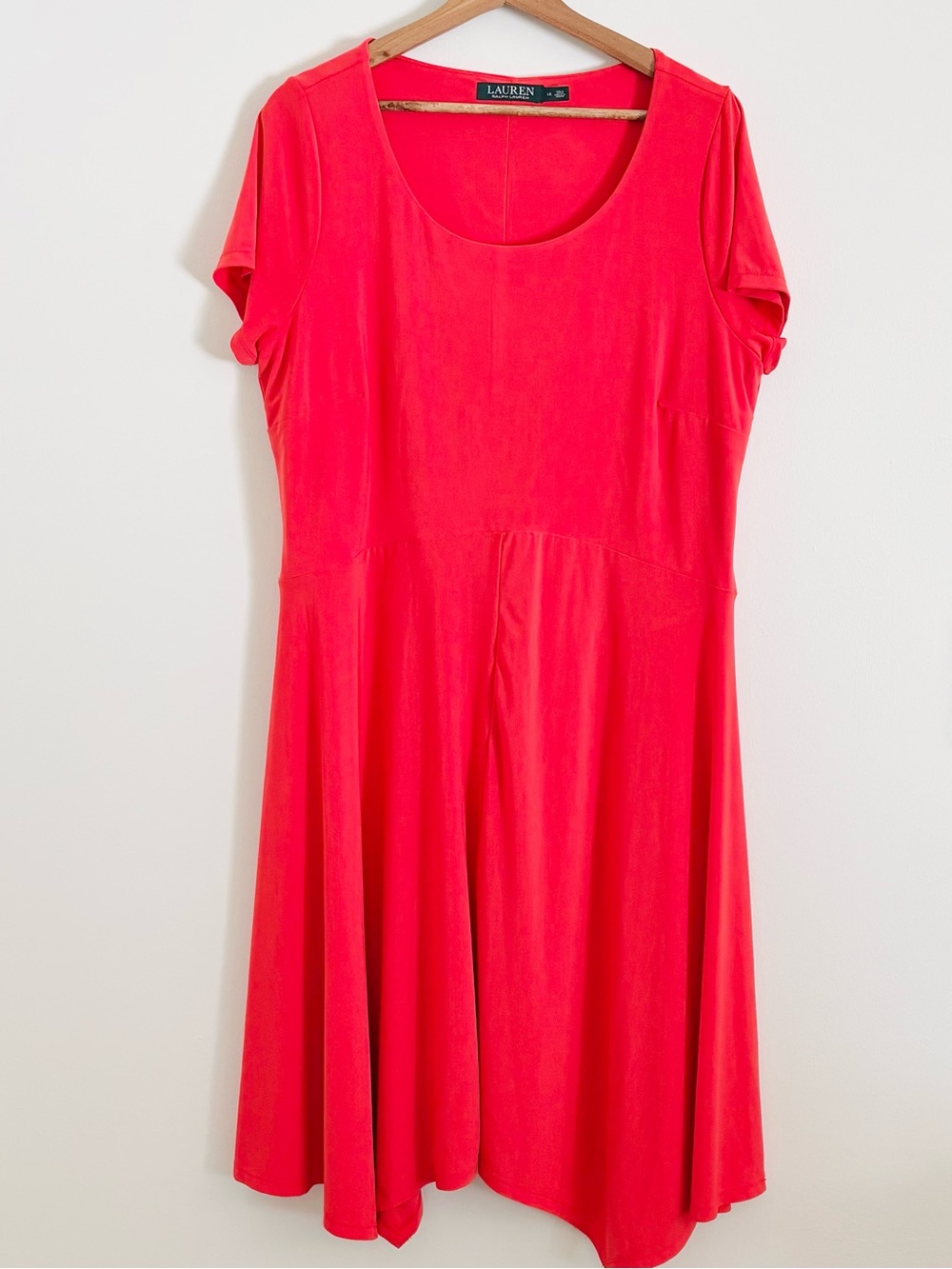 NWT Ralph Lauren Short-Sleeve A-Line Dress in Tomato Red